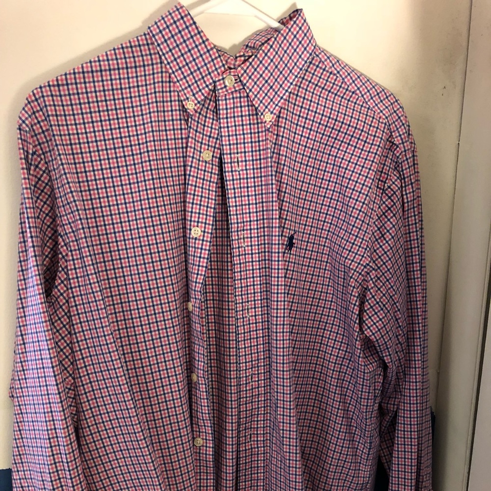 Pink & purple checkered POLO button down